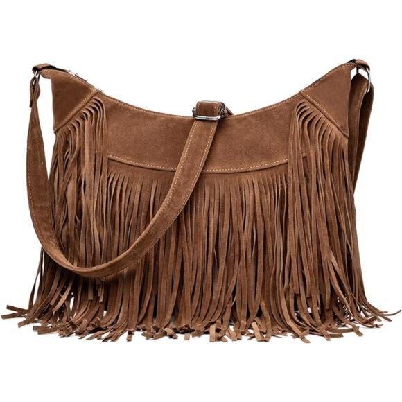 Handbags - Fringe Hobo Bags for Women Vintage Suede Crossbody Bag Hippie Western Cowgirl
